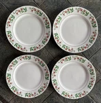 4 Gibson Christmas Charm Delight Holiday Harmony Salad Plates Holly & Gold Trim. Fixed Price $15.95.