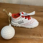 Vintage Kurt Adler Santa Pro Golf Shoe And Ball Christmas Ornament White Red. Fixed Price $7.92.