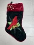 Santa Best Green & Red Velvet Cardinal Christmas Stocking Sequin Flowers 17. Fixed Price $16.80.