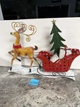 Sleigh Reindeer Valerie Parr Hill Slim Metal 26.5 X 20 4.5 Christmas. Fixed Price $102.39.