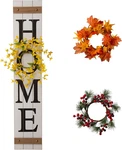 Wooden Welcome Home Porch Sign With Interchangeable Wreaths For Front Door, Vert. Fixed Price $56.95.