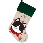 Giftsforyounow Festive Cat Christmas Stocking Plush Green Cuff Snowflakes. Fixed Price $19.99.