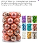 Pack Christmas Ball Ornaments 34CT 2.36" Rose Gold Shatterproof. Fixed Price $7.20.