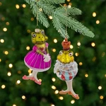 Royal Ballerina Frogs Glass Christmas Ornaments - 6" Multicolor Set Of 2. Fixed Price $13.49.