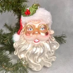 Raz Santas Head Glass Ornament Christmas Wavy Bear Glitter Accents 7 Inch. Fixed Price $21.90.