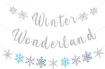 Pre-strung Winter Wonderland Banner Glitter Snowflake Garland Christmas Decorati. Fixed Price $9.40.