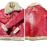 New Men's Handmade Santa Claus Fur Winter Red Christmas Leather Jacket. Fixed Price $216.76.