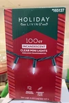 100 Ct Mini Lights Clear Incand. Green Wire By Holiday Living. Fixed Price $8.75.