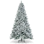 9FT Premium Snow Flocked Hinged Artificial Christmas Tree Unlit W/ Metal Stand. Fixed Price $119.99.