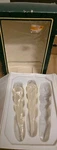 2 Vintage Krebs Decorated Blown Frosted Glass Christmas Ornaments Icicle 6",BOX. Fixed Price $6.78.