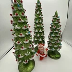 Decorated Mercury Glass Christmas Trees Set Of 3 Snow Ornaments 14.5 -11 Indoor. Fixed Price $79.99.