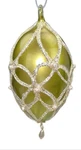5 Green Glass Egg Christmas Ornament Gold Glitter. Fixed Price $15.99.