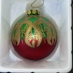Holiday Peacock Grande Ball Ornament Blown Glass Gold Glitter Red Green. Fixed Price $24.50.