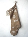 Vintage Jill Christmas Stocking Natural Flax Ecru Hand Knit Nwt Never Used. Fixed Price $44.99.