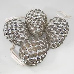 Pine Cone Christmas Ornament Glass Northlight Silver Bead Glitter Large 3" X 5". Fixed Price $34.65.