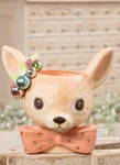 Bethany Lowe Christmas Retro Pastel Fawnie Deer Bucket FIGURINE-LARGE-12''H. Fixed Price $135.00.