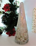 Mikasa Art Glass Christmas Tree Ribbed Iridescent Murano Style 12" #2. Fixed Price $57.51.