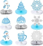 Faccito 9 Pcs Winter Table Honeycomb Centerpieces Snowflake Blue. Fixed Price $16.73.