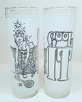 Vintage Set Of 2 Cool It Tennis Lady Drinking Glasses Superior Collection 1977. Fixed Price $18.99.