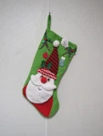 3D Santa On Green Christmas Stocking 18" By 9" Holiday Time. Fixed Price $16.99.