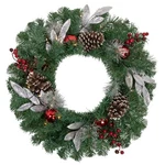 Northlight 24" Decorated Frosted Pine Cone Berries Artificial Christmas Wreath. Fixed Price $82.49.