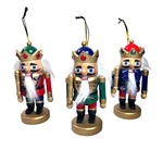 Set 3 Nutcracker Wood Short Ornament King Gold Green Red Christmas Kurt Adler 4". Fixed Price $12.54.