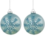 Northlight 2 Blue Glitter Jeweled Snowflake Glass Christmas Ball Ornaments 4". Fixed Price $32.75.