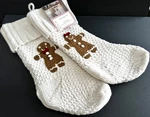 Cupcakes Cashmere Ivory Hand Knitted Christmas Gingerbread Stockings Set. Fixed Price $49.95.