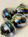 Vintage 4 Silvestri Blown Glass Christmas Ornaments Iridescent Rainbow Ball Oily. Fixed Price $30.00.