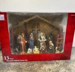 Porcelain Nativity Scene 13 Piece Home Accents Christmas Stable Manger. Fixed Price $23.27.
