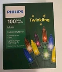 Phillips 100 Mini Christmas Lights. Twinkling On Green Wire. Party. New. Fixed Price $23.99.