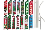 Christmas Full Curve Windless Swooper Pole Kit Xmas Flags. Fixed Price $80.95.
