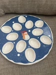 St. Nicholas Square Snow Days 13" Round 12-SLOT Deviled Egg Serving Platter. Fixed Price $19.99.