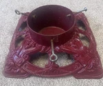 Vtg. Red Cast Iron Powder Coated Finish Live Christmas Tree Stand By Traditions. Fixed Price $40.00.