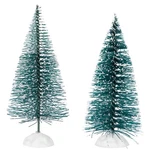 Northlight Set Of 2 Frosted Mini Bottle Brush Pine Christmas Village Trees 4". Fixed Price $12.49.