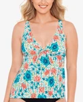 Swim Solutions Women Simply Sweet Printed Bow Tummy Control Tankini Top Size 8. Fixed Price $18.00.